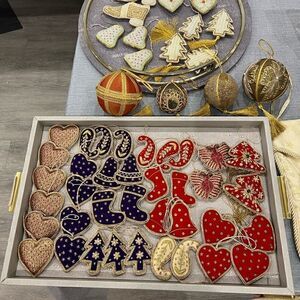 10 Purple Gold Thread Christmas Tree Eid Holiday Ornaments  Individually